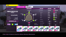 A menu displaying the performance modifications for the Hoonigan Cossie with an upgrade package.