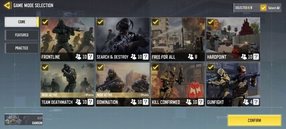 The multiplayer menu interface in Call of Duty Mobile.