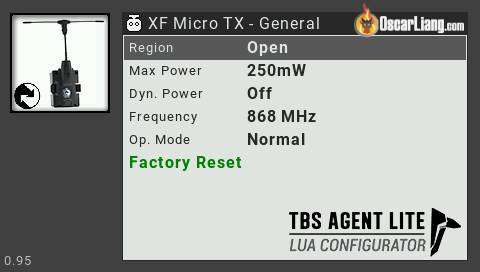 Tbs Agent Lite Opentx Lua Script for Crossfire Tracer Micro Transmitter: General Settings