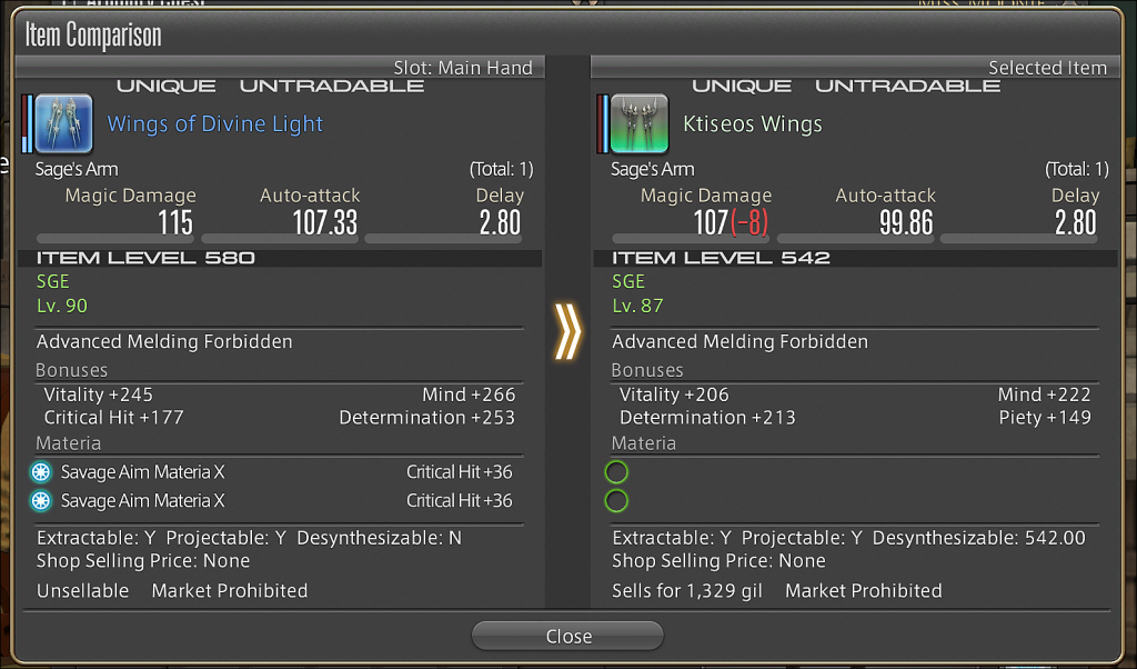 FFXIV gear level item evaluation