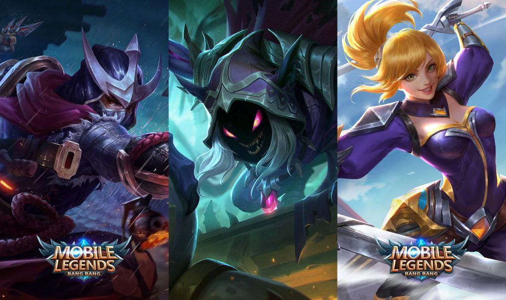 Assassin characters in Mobile Legends: Bang Bang include Hayabusa, Helcurt, and Fanny.