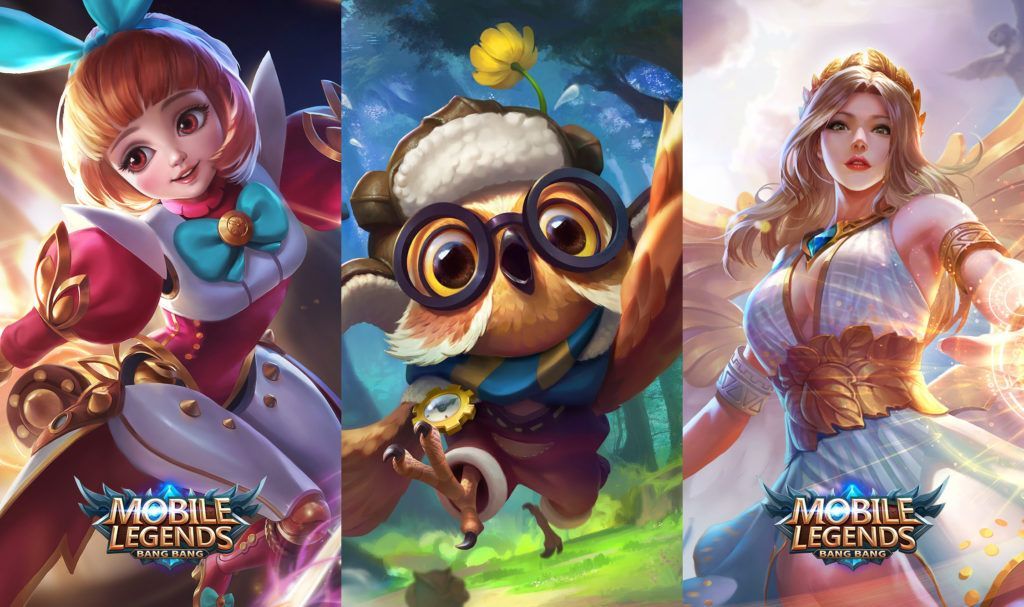 Support heroes in Mobile Legends: Bang Bang include Angela, Diggie, and Rafaela.