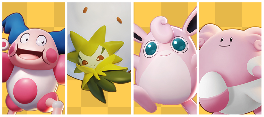 In Pokemon Unite, the roles of support characters include Mr. Mime, Eldegoss, Wigglytuff, and Blissey.