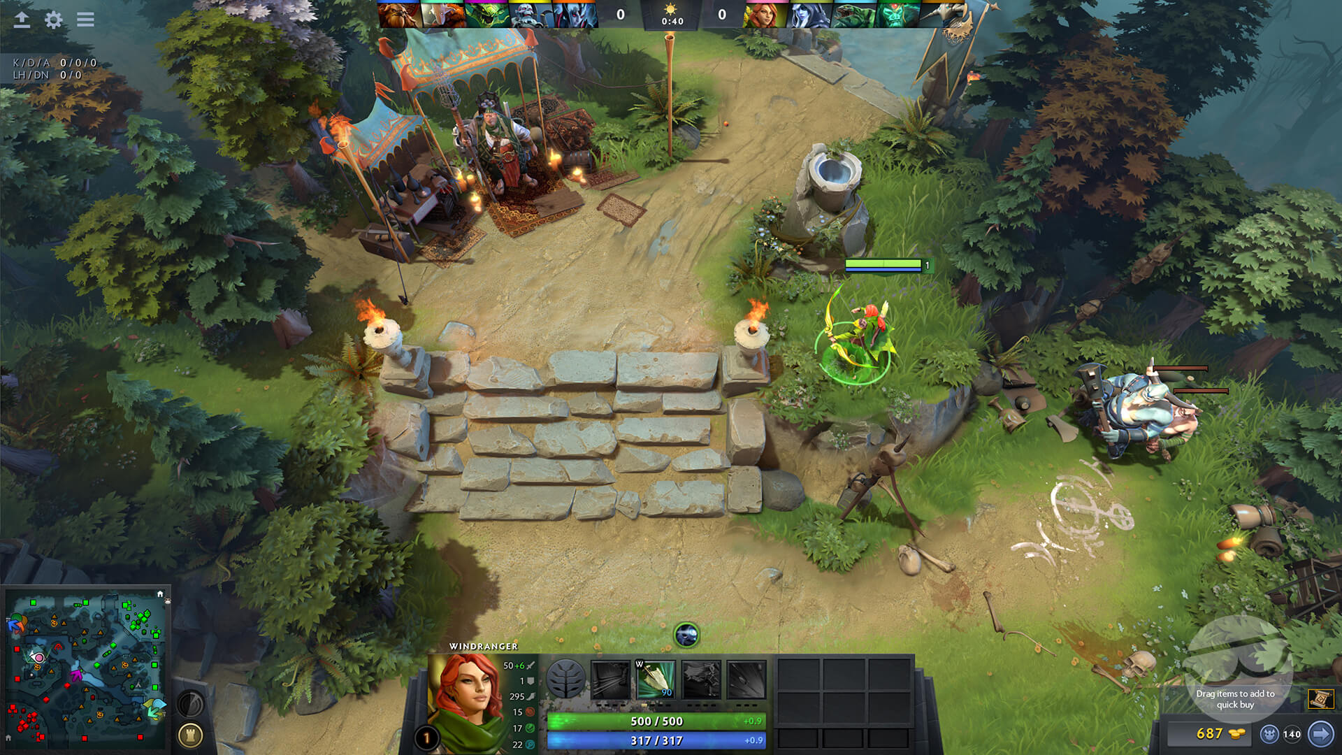 An overview of the Dota 2 map.